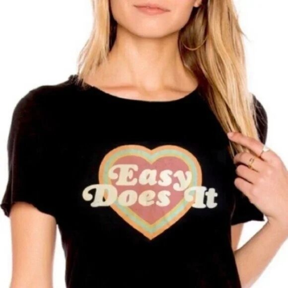 Wildfox Easy Does It Keke Crewneck T-shirt Jet Black - Picture 2 of 6